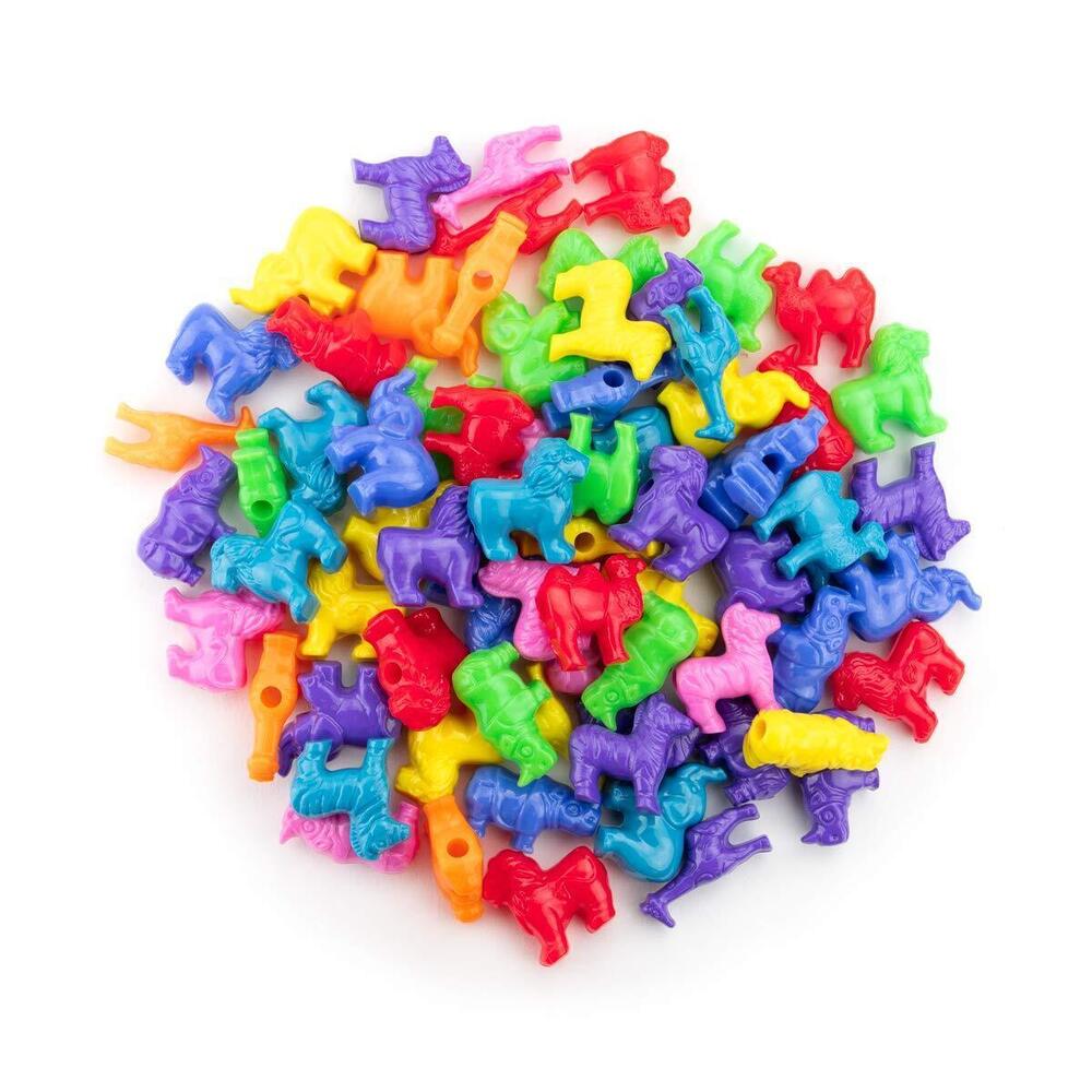 4340 Animal Shaped Beads 300 Pcs Plastic Zoo Safari Animal Pony Bead Charms